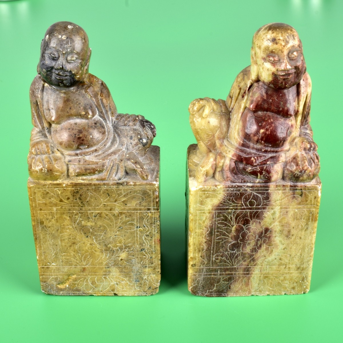 Pr Chinese Carved Soapstone Buddha Figures