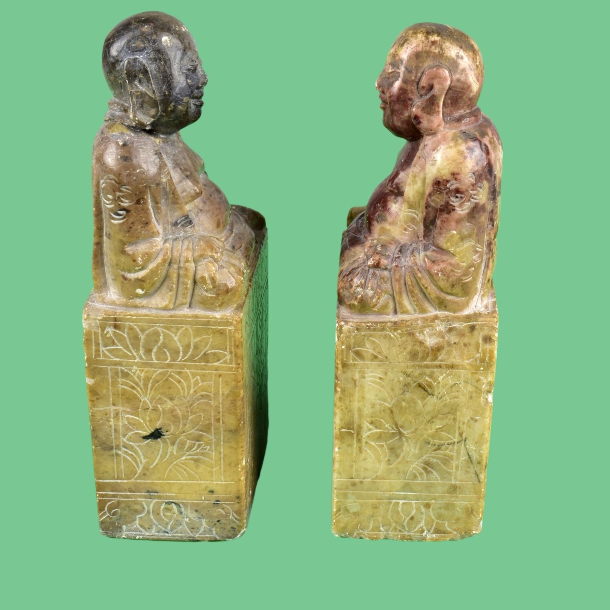 Pr Chinese Carved Soapstone Buddha Figures
