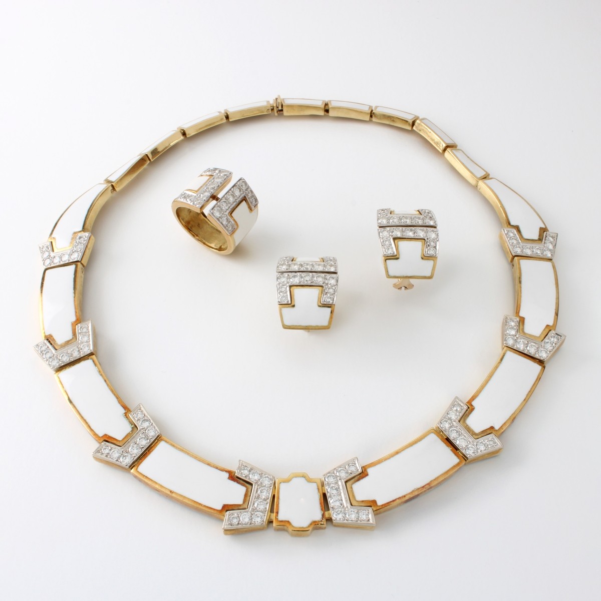 Diamond, Enamel and 18K Suite
