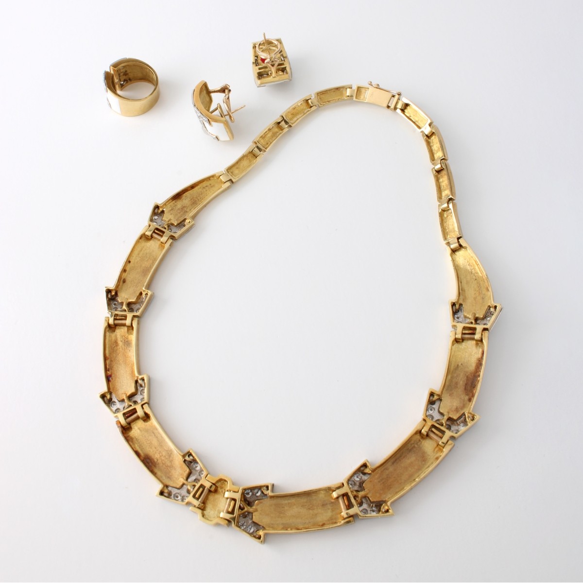Diamond, Enamel and 18K Suite