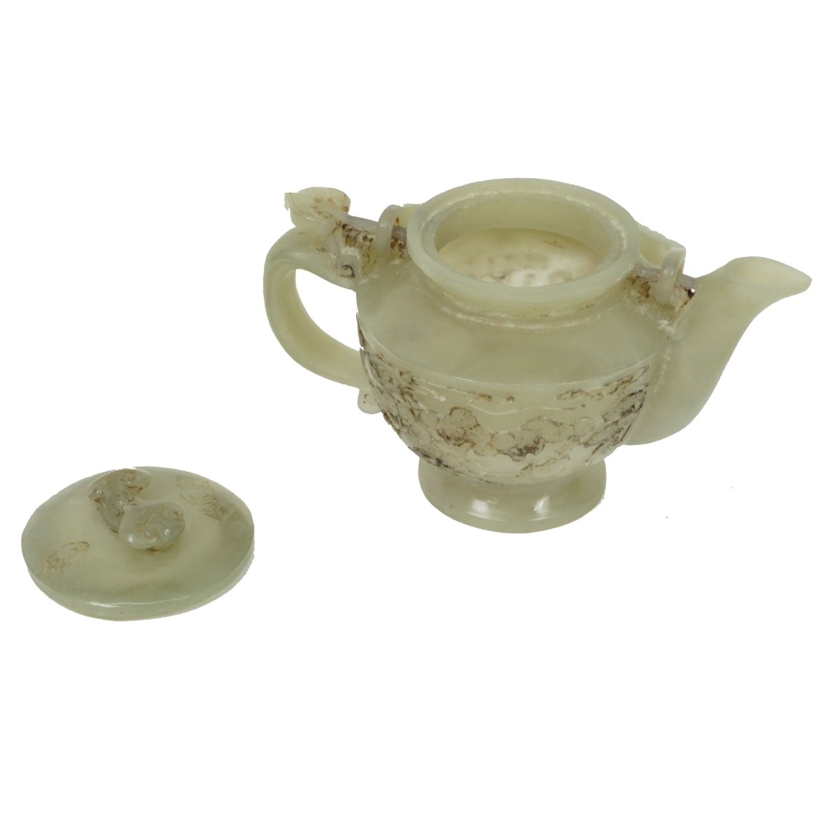 Chinese Carved Jade Teapot