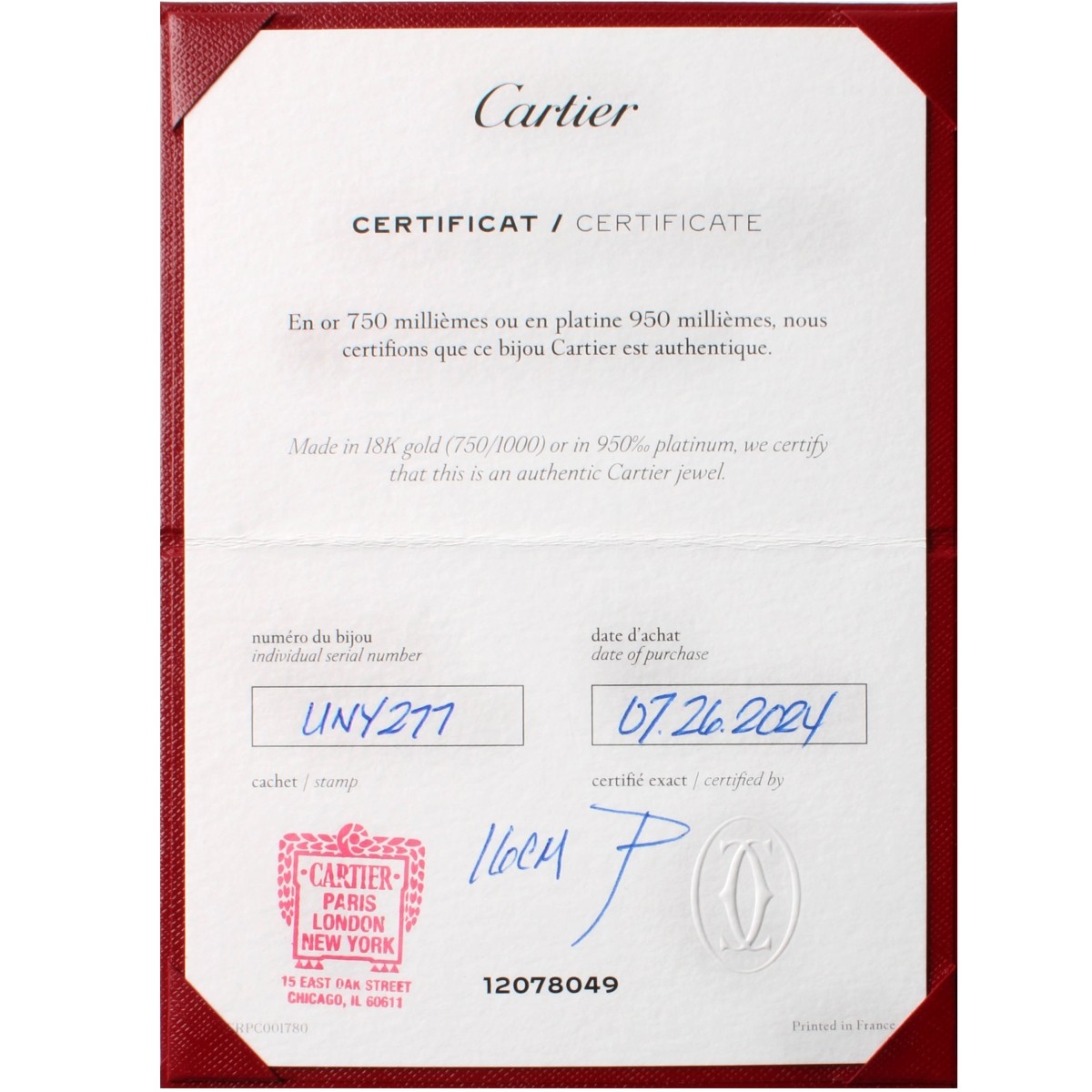 Cartier 18K Love Bracelet