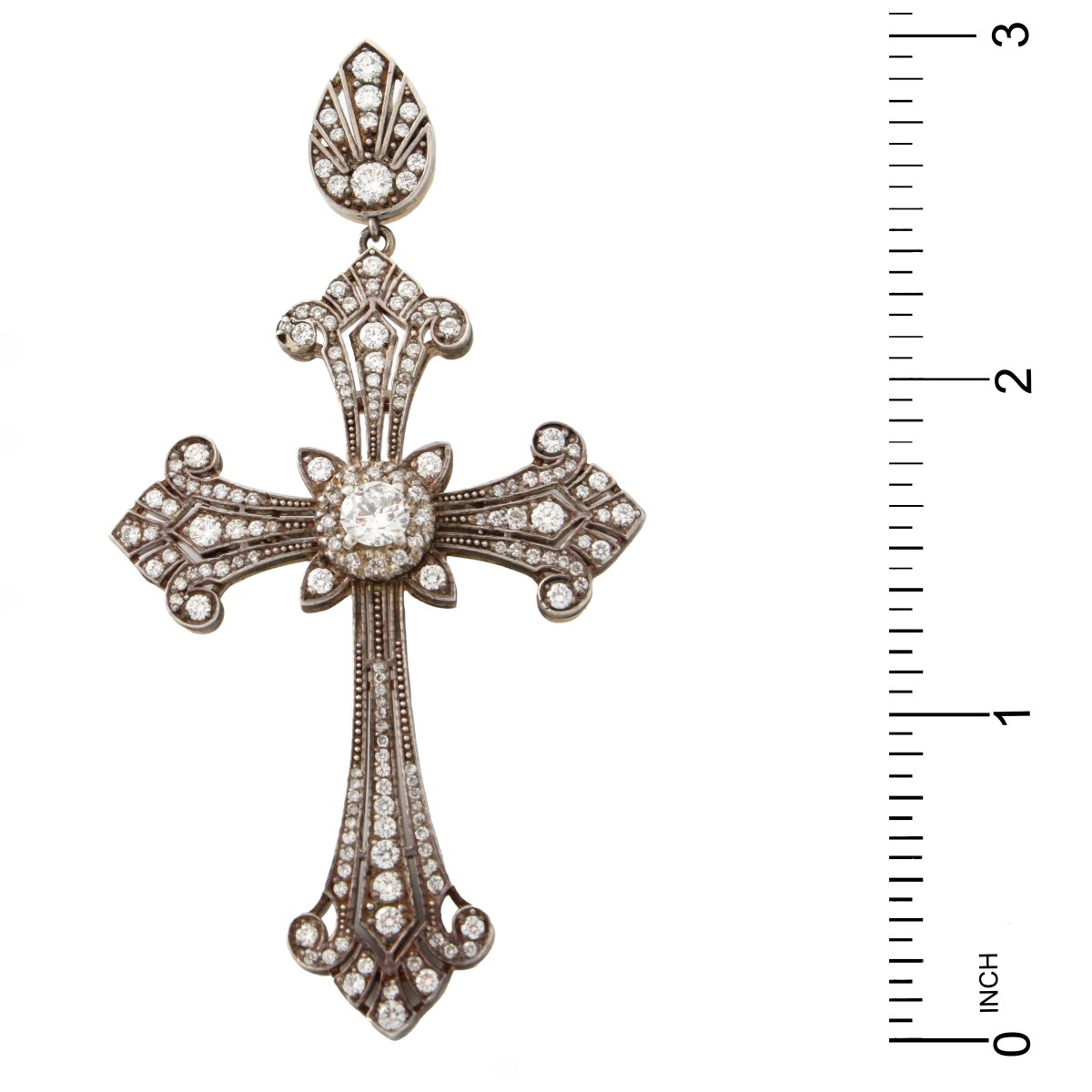 Diamond Platinum and 18K Cross Pendant