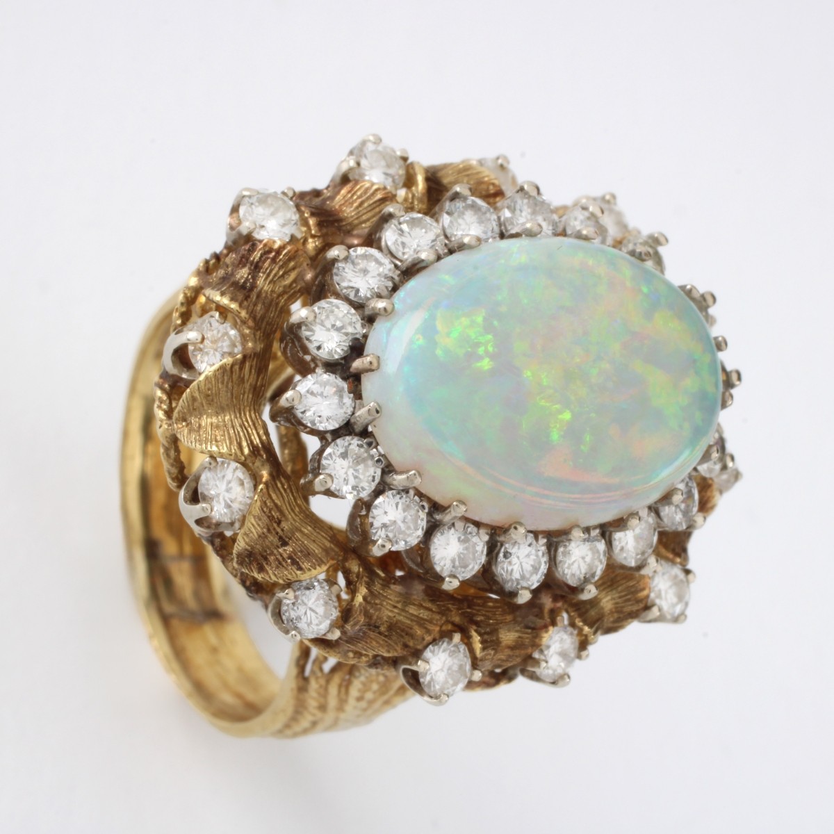 Opal, Diamond and 18K Ring