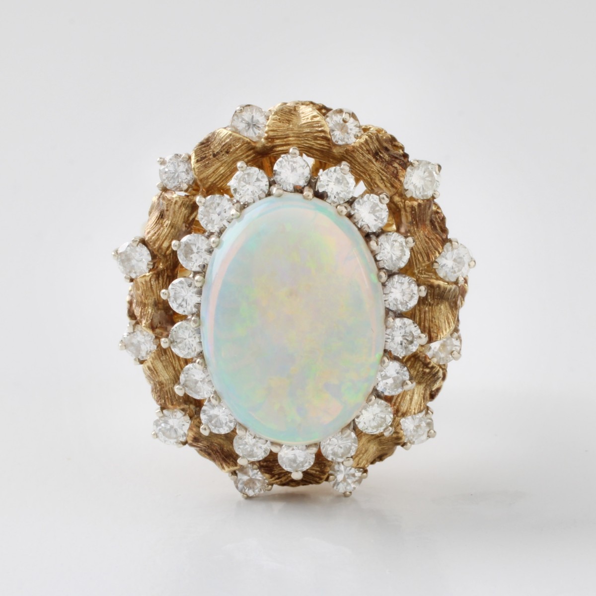 Opal, Diamond and 18K Ring