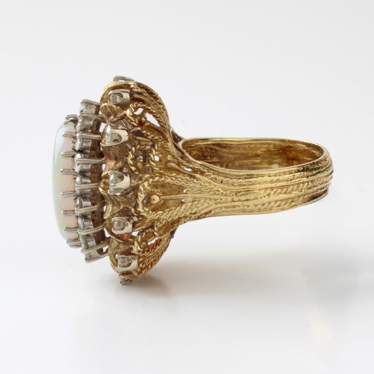 Opal, Diamond and 18K Ring