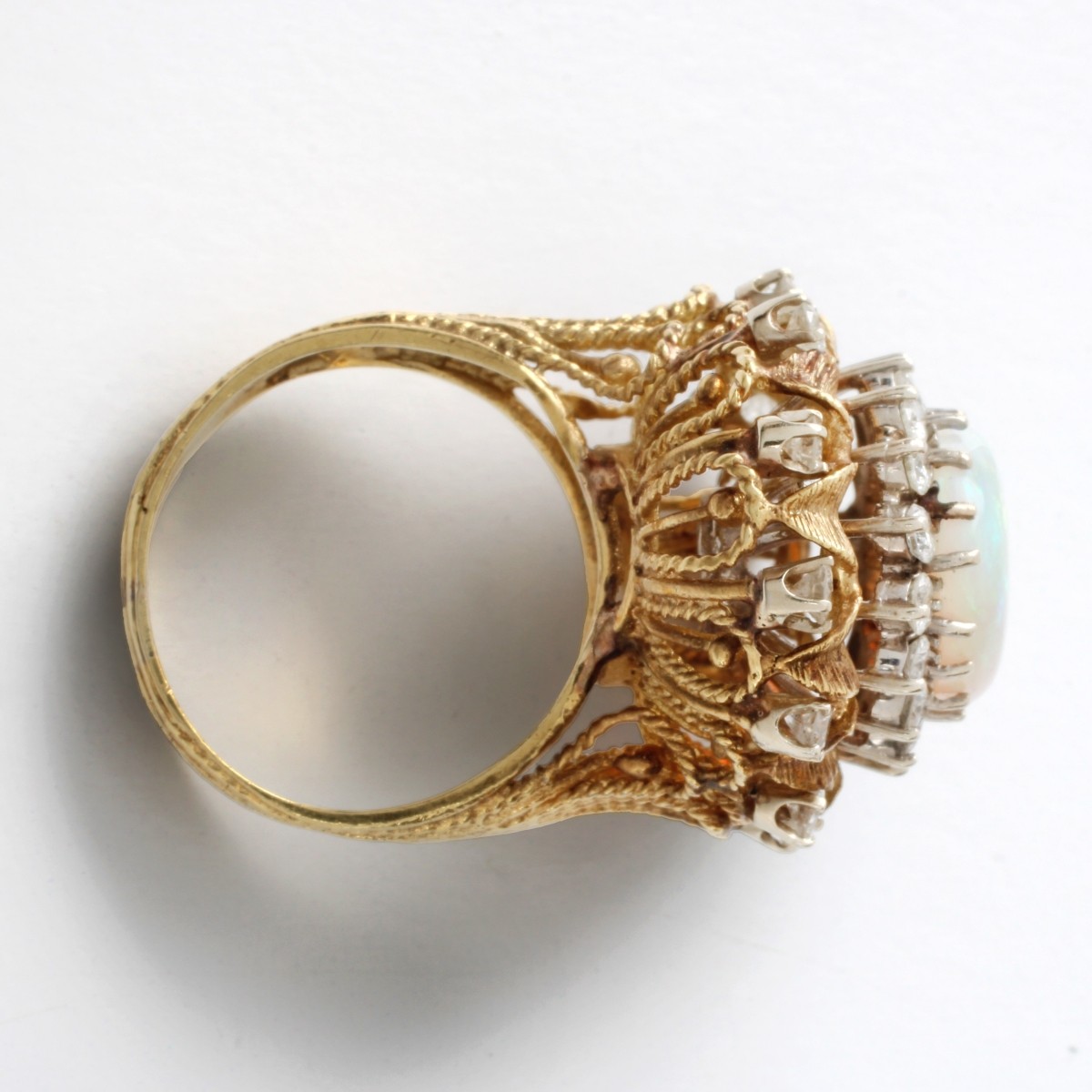 Opal, Diamond and 18K Ring