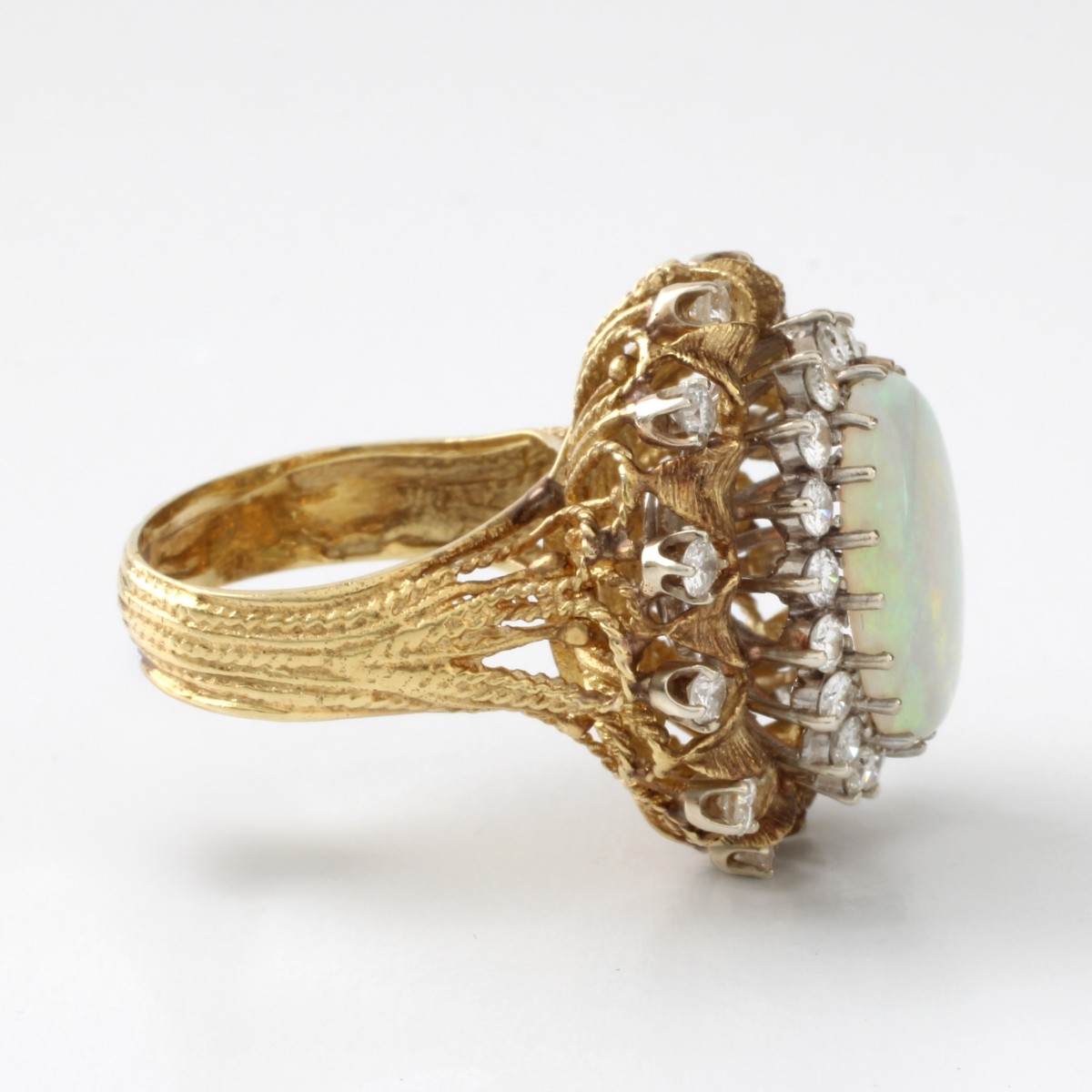 Opal, Diamond and 18K Ring