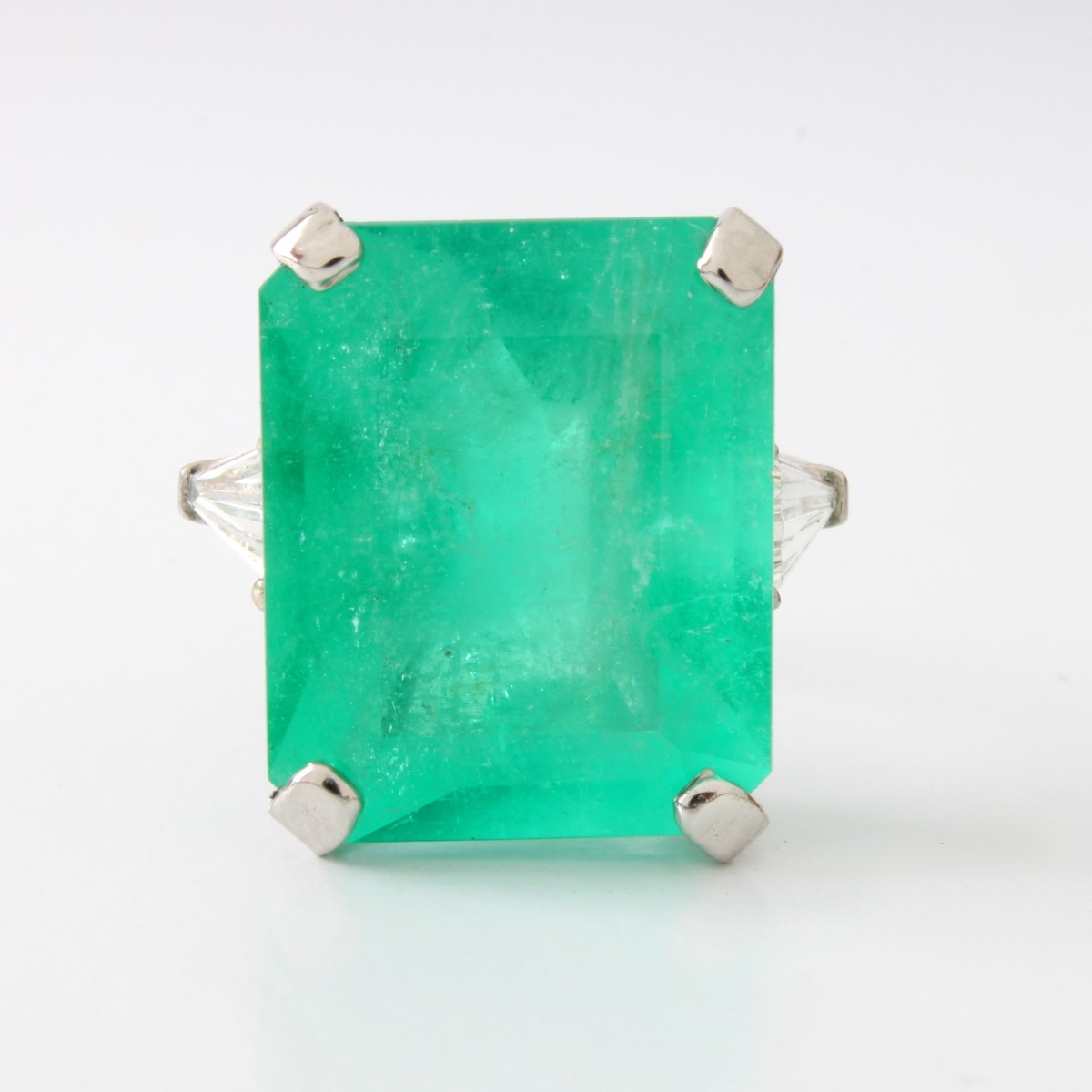 GIA Emerald, Diamond and Plat. Ring