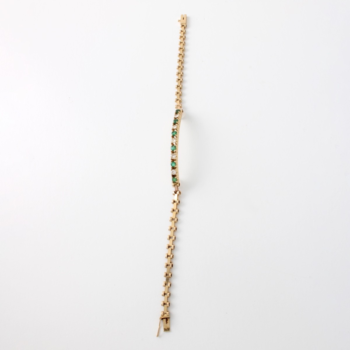 Emerald, Diamond and 14K Bracelet