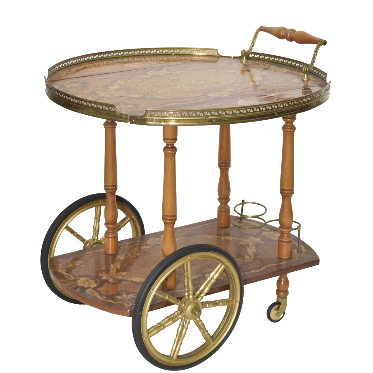 Mid-20th Century Marquetry Italian Beverage Cart