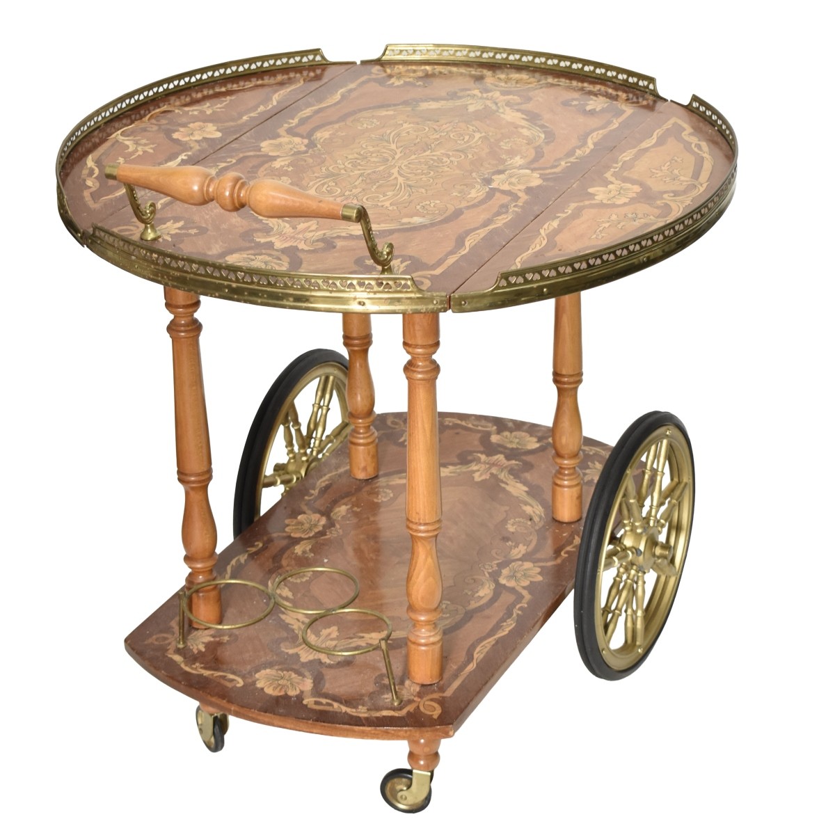 Mid-20th Century Marquetry Italian Beverage Cart