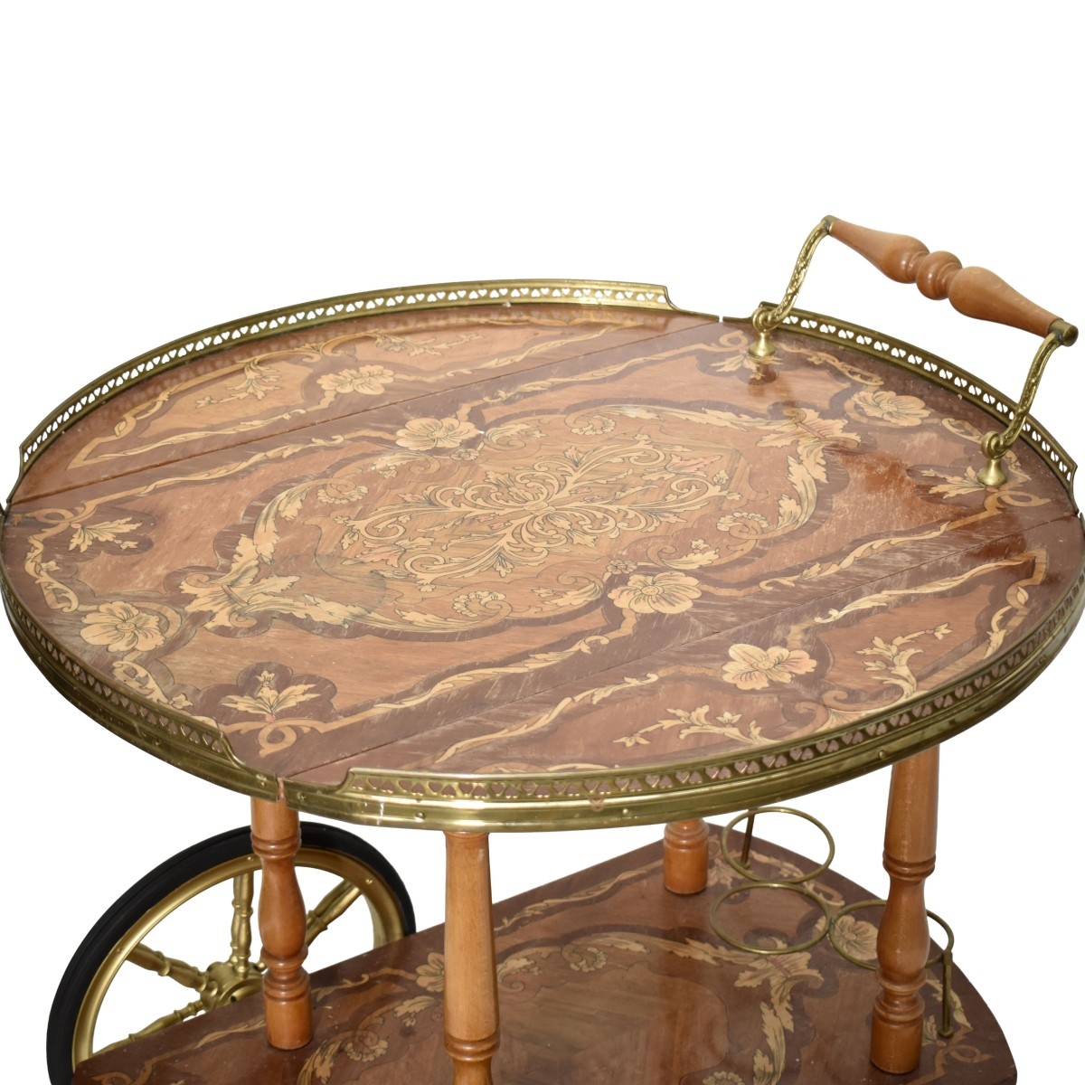 Mid-20th Century Marquetry Italian Beverage Cart