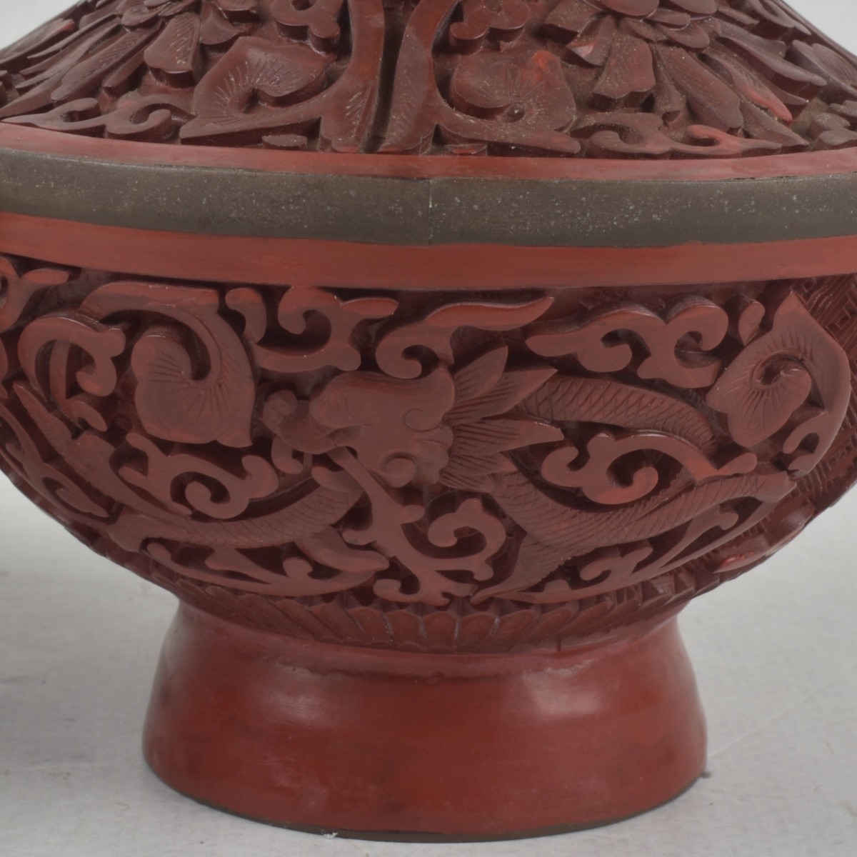Pair of Chinese Cinnabar Vases