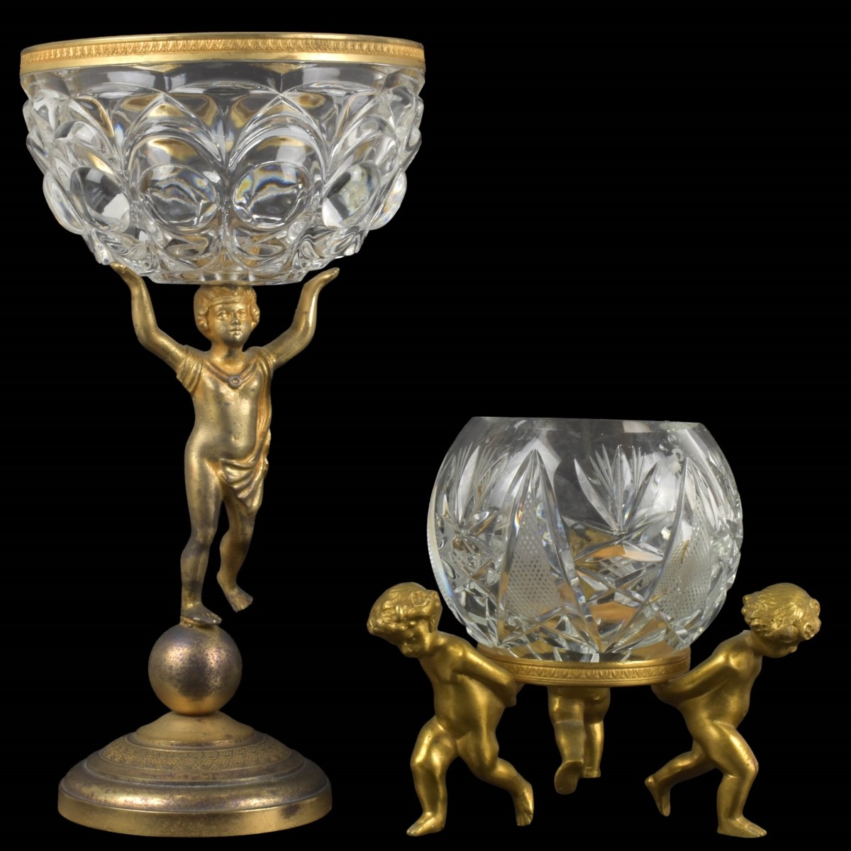 Vintage French Bronze and Crystal Pieces