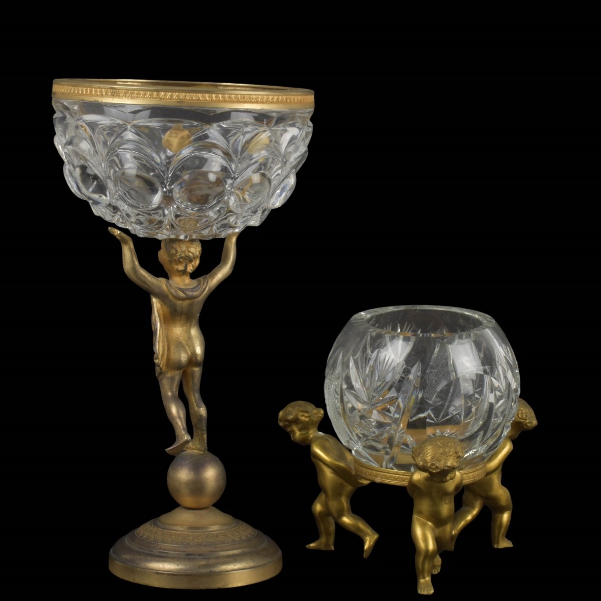 Vintage French Bronze and Crystal Pieces