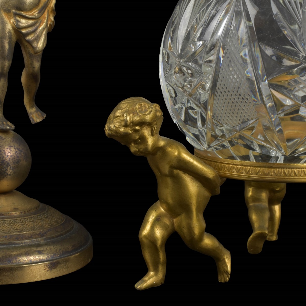 Vintage French Bronze and Crystal Pieces