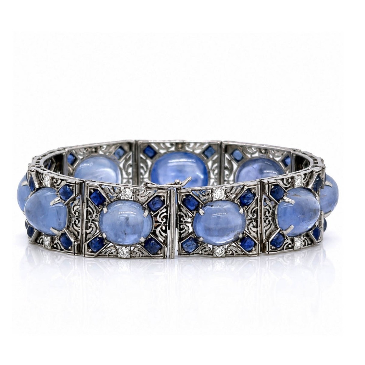 GIA Sapphire, Diamond & Plat. Bracelet