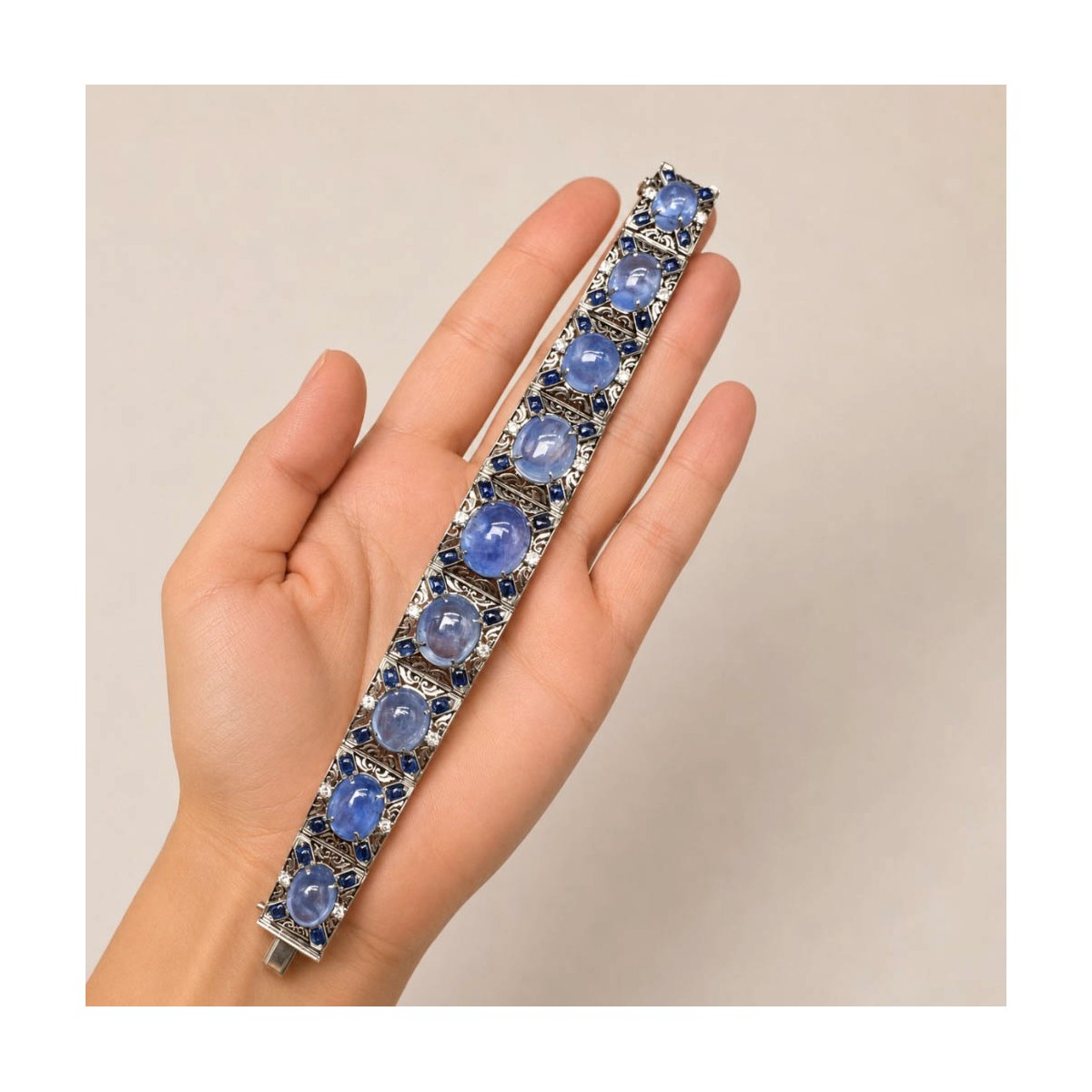 GIA Sapphire, Diamond & Plat. Bracelet