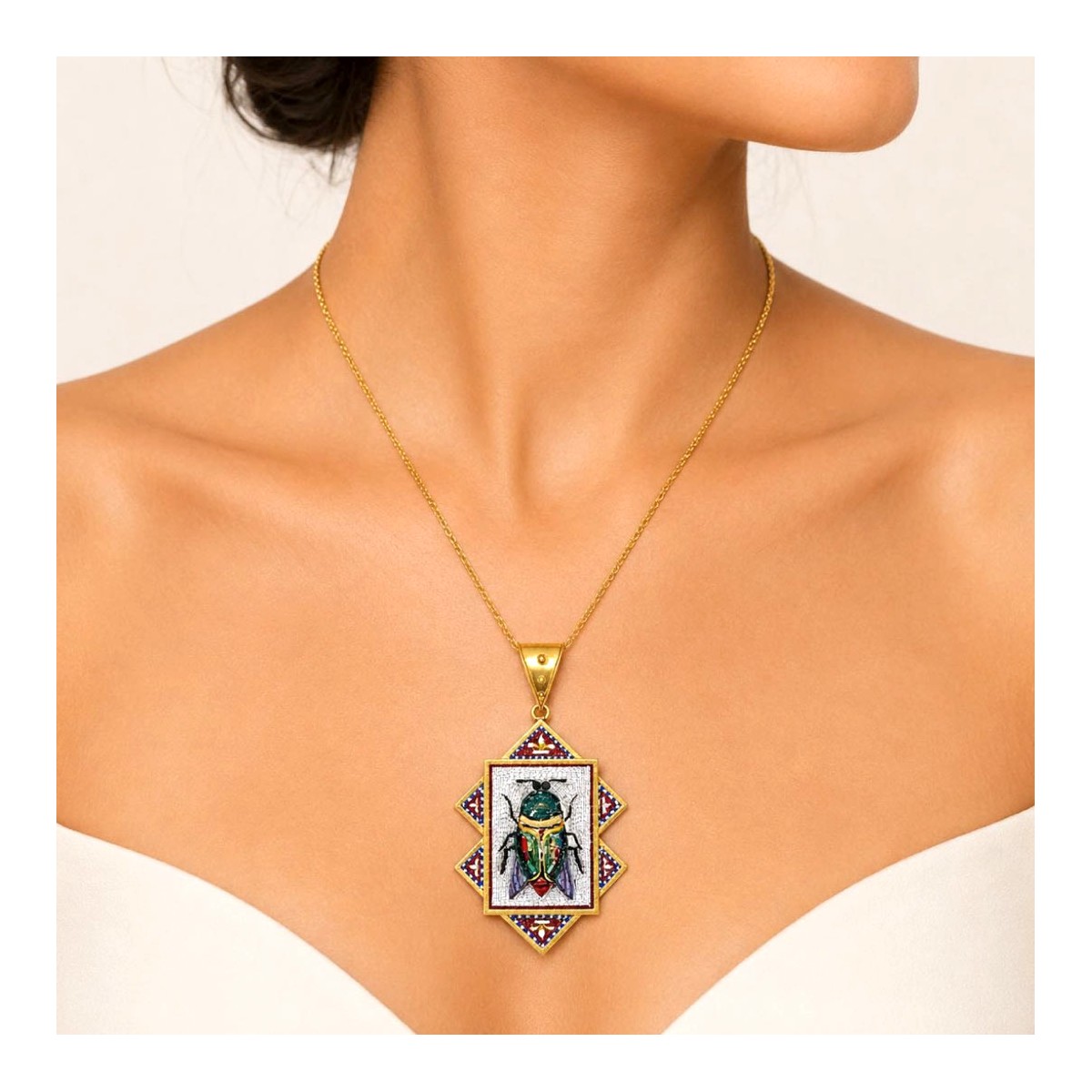 Micro Mosaic and 18K Pendant