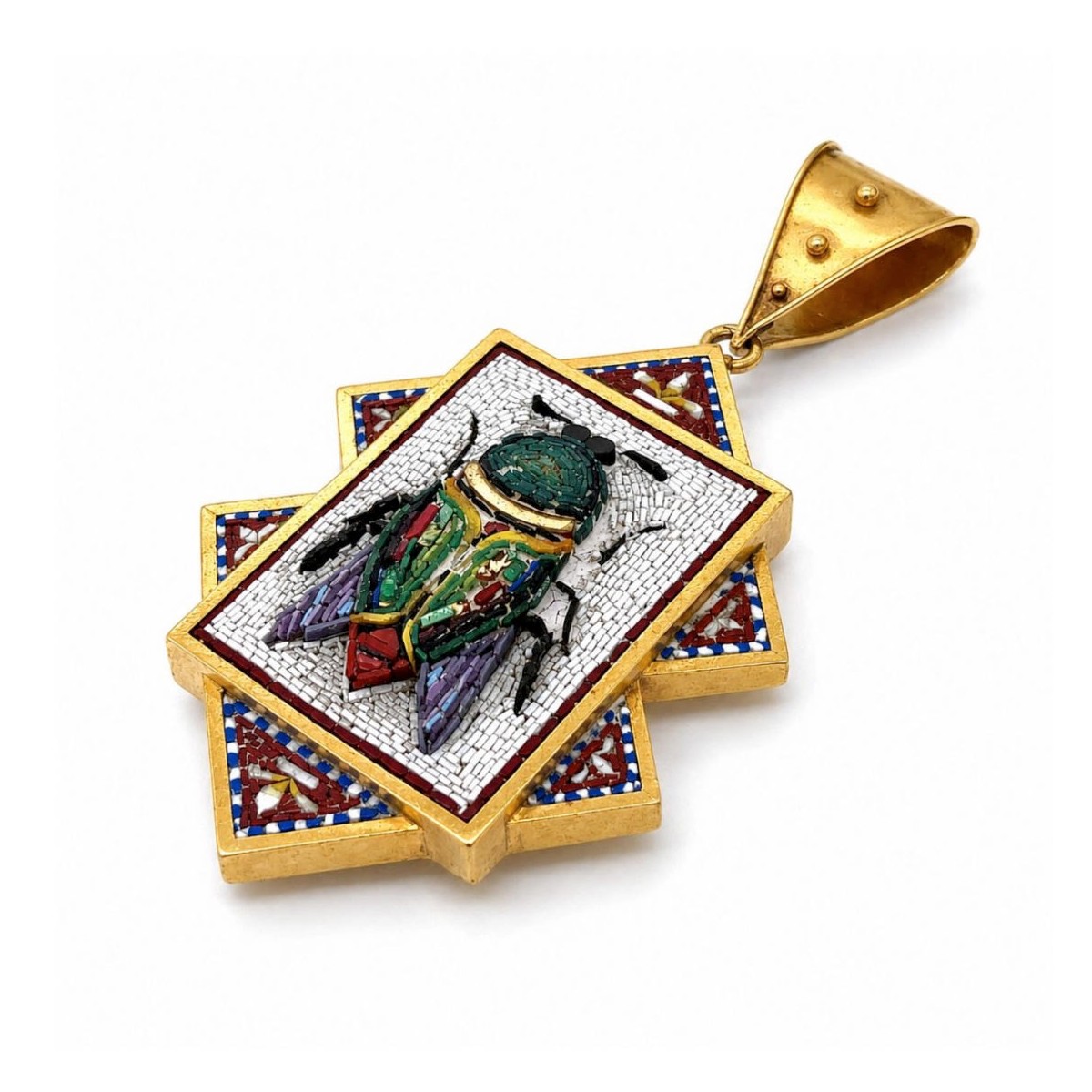 Micro Mosaic and 18K Pendant