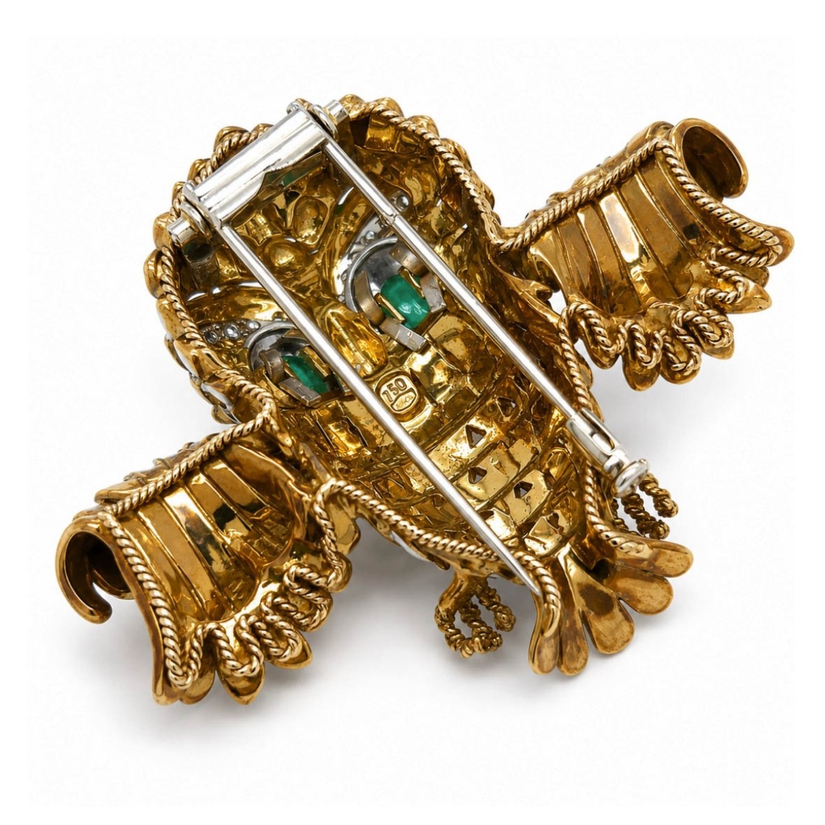 Emerald, Diamond & 18K Owl Brooch