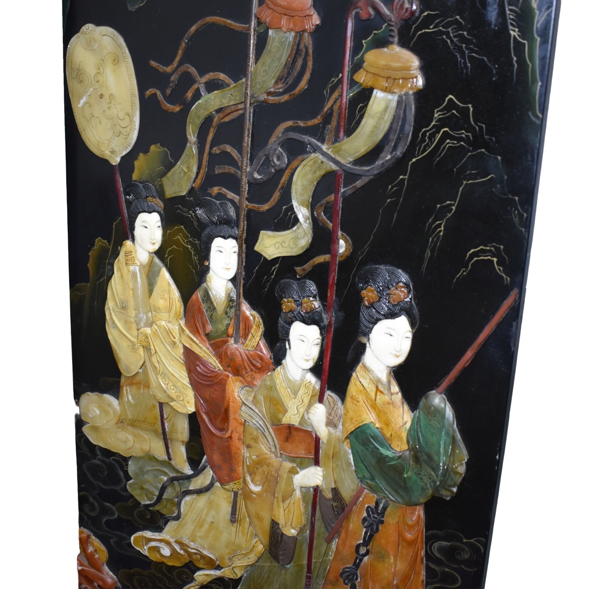 Chinese Inlaid Hardstone Screen