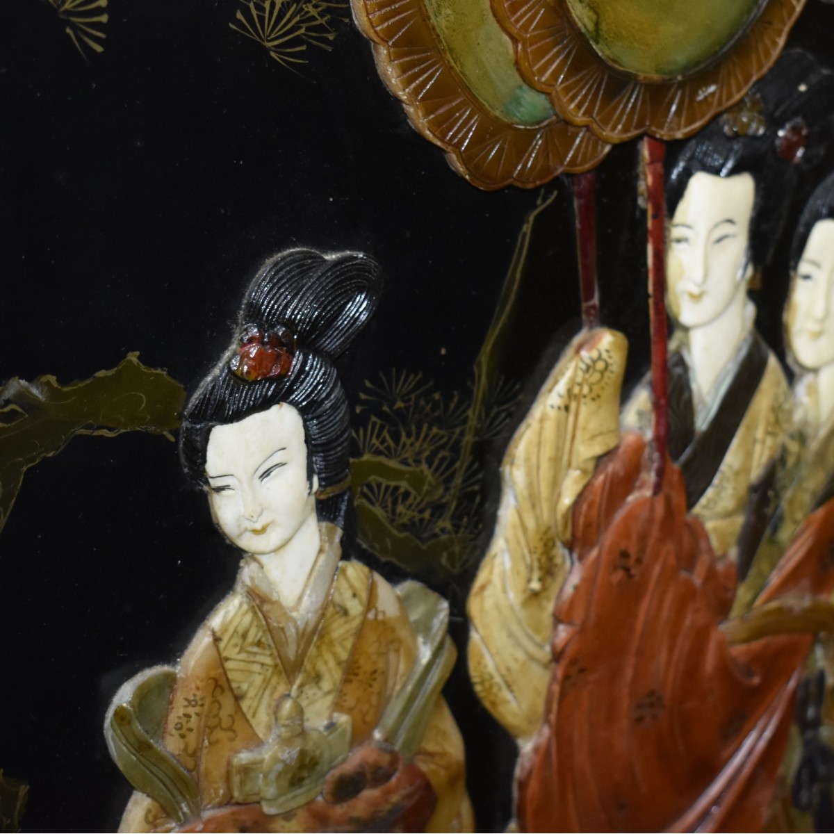 Chinese Inlaid Hardstone Screen