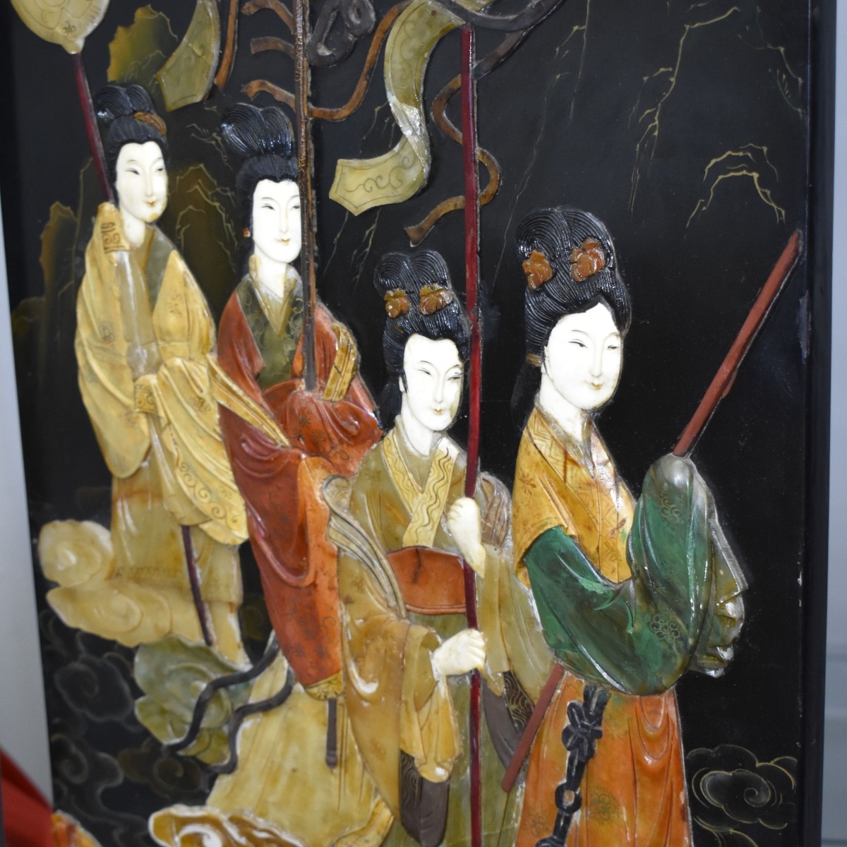 Chinese Inlaid Hardstone Screen