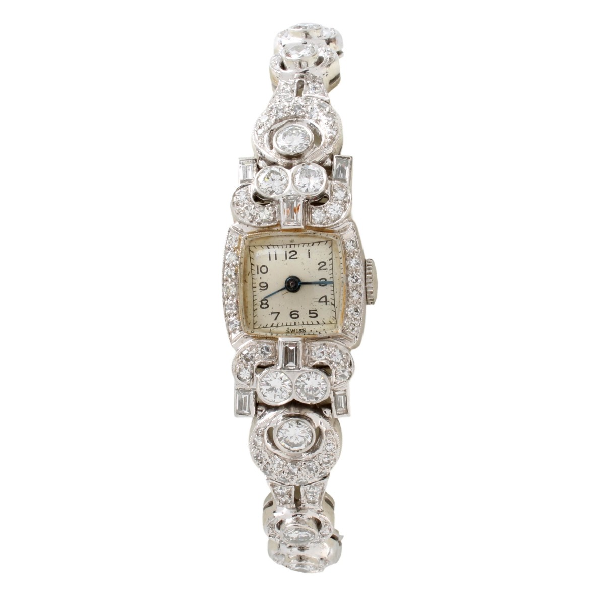 Deco Platinum and Diamond Watch