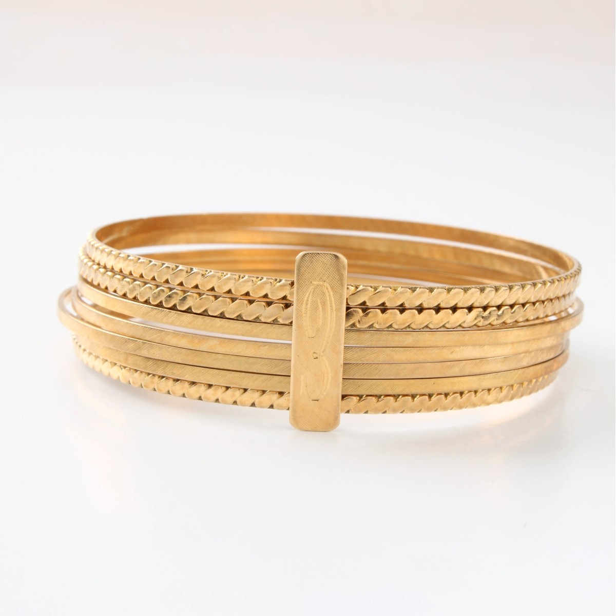 18K Stacked Bangle Bracelets