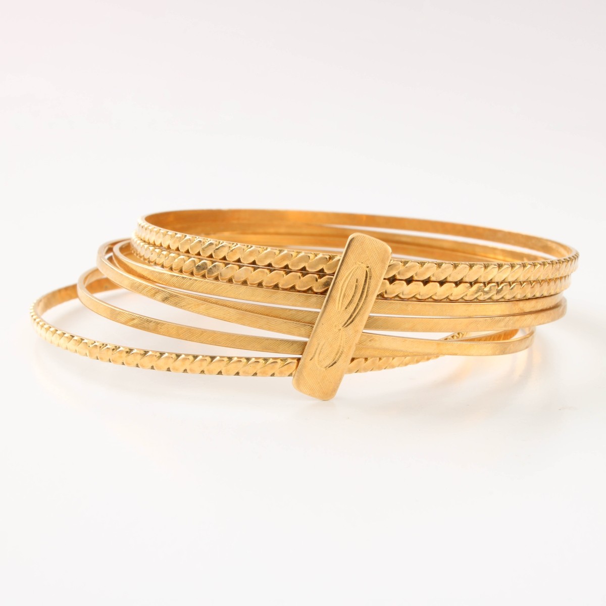 18K Stacked Bangle Bracelets