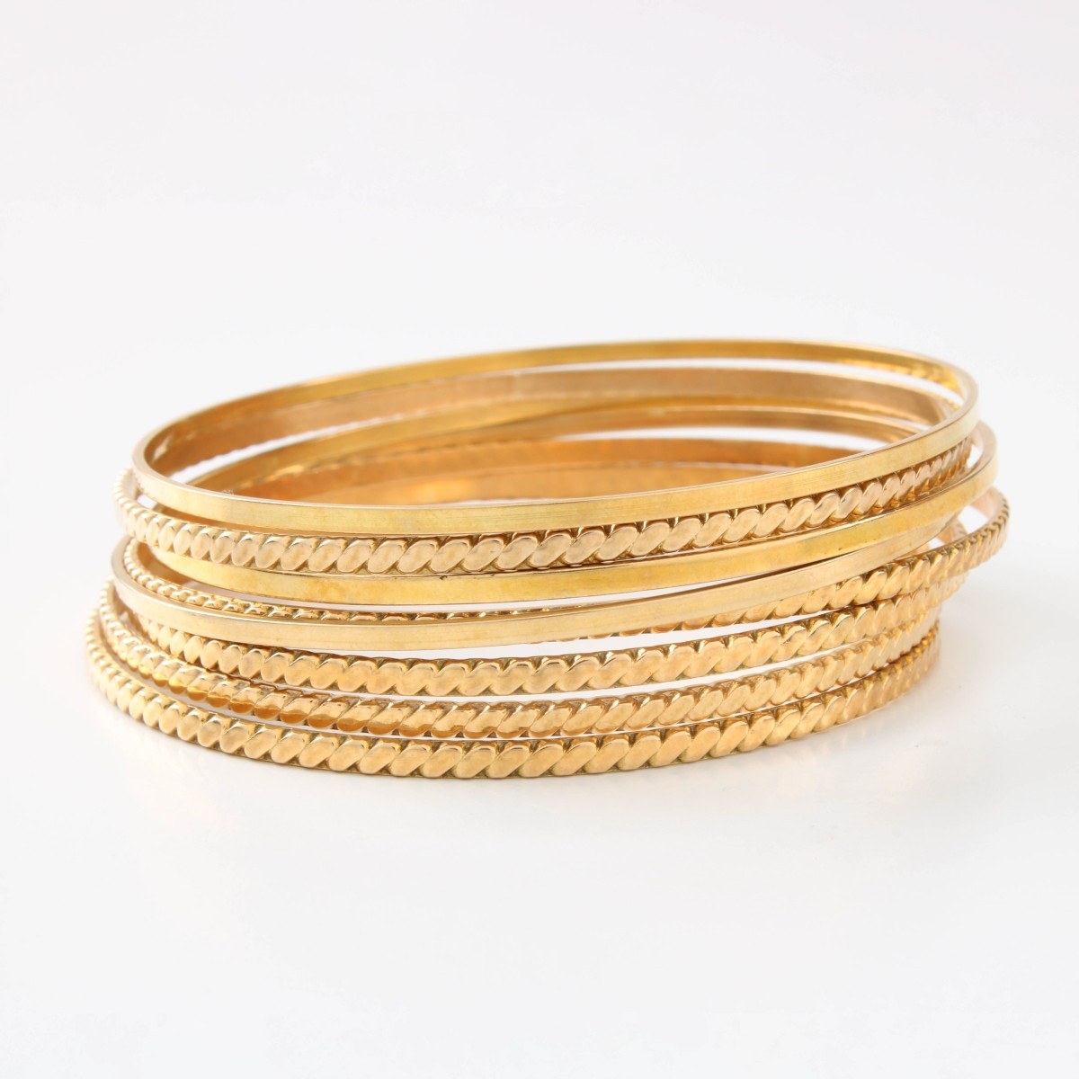 18K Stacked Bangle Bracelets