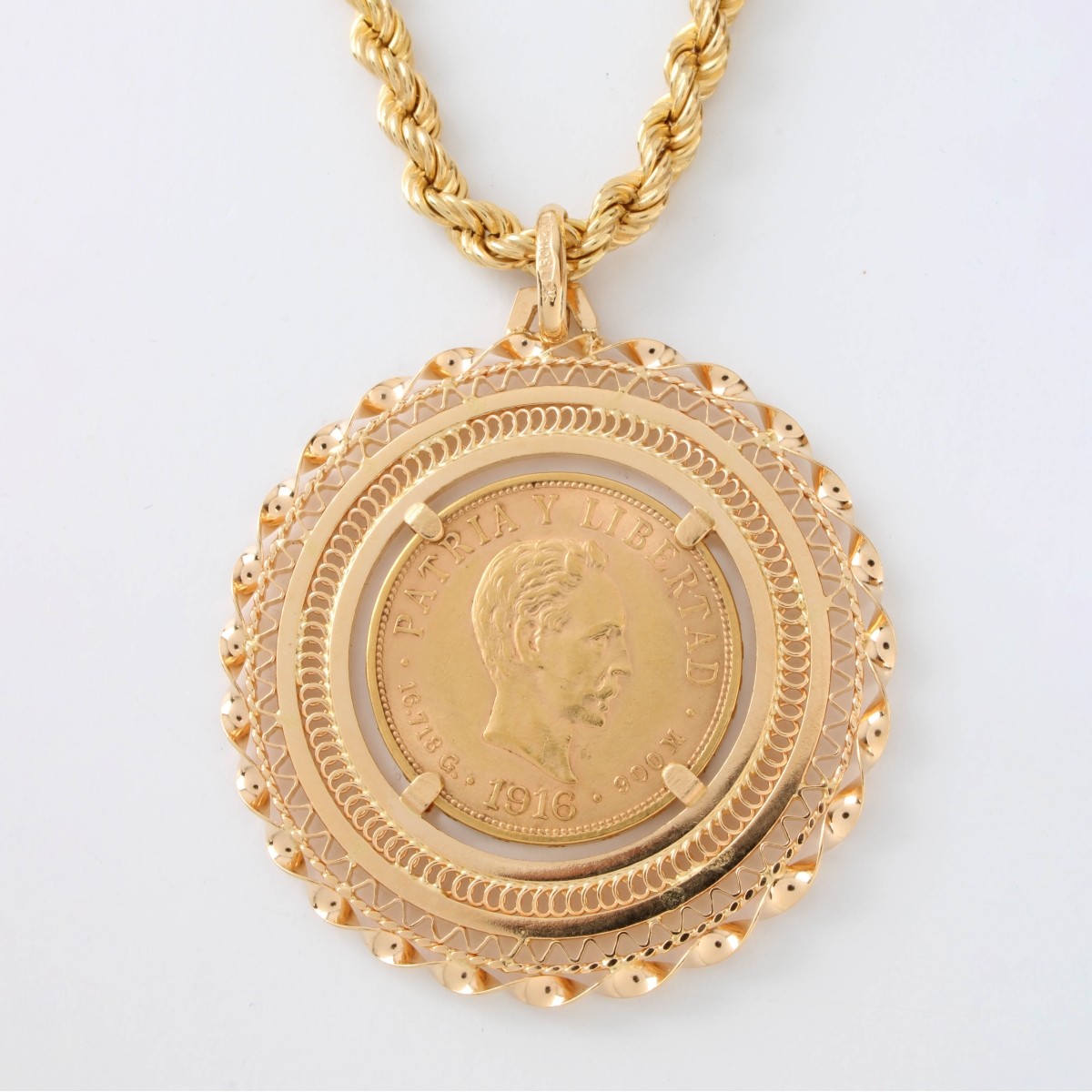 18K Chain with Gold Coin Pendant