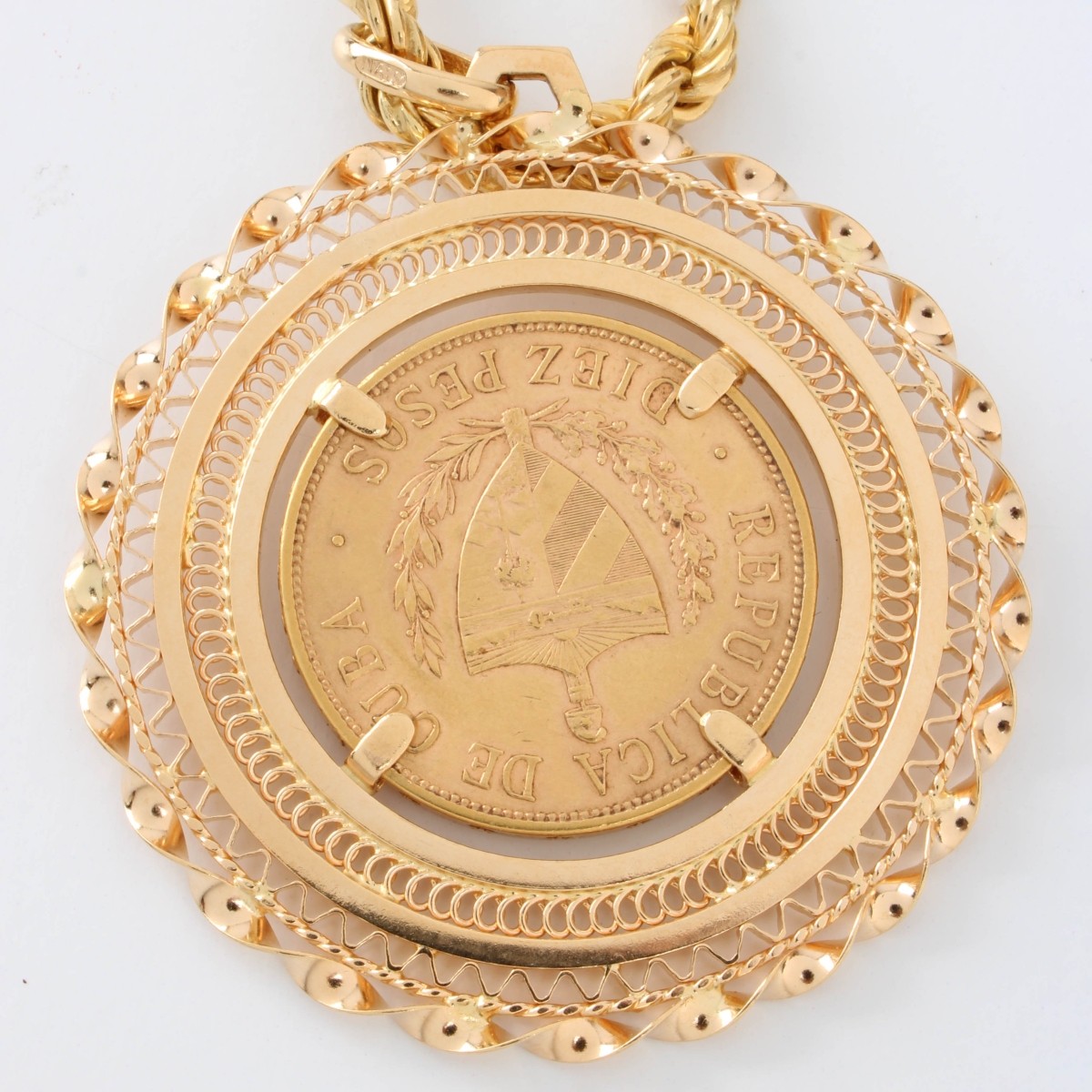 18K Chain with Gold Coin Pendant