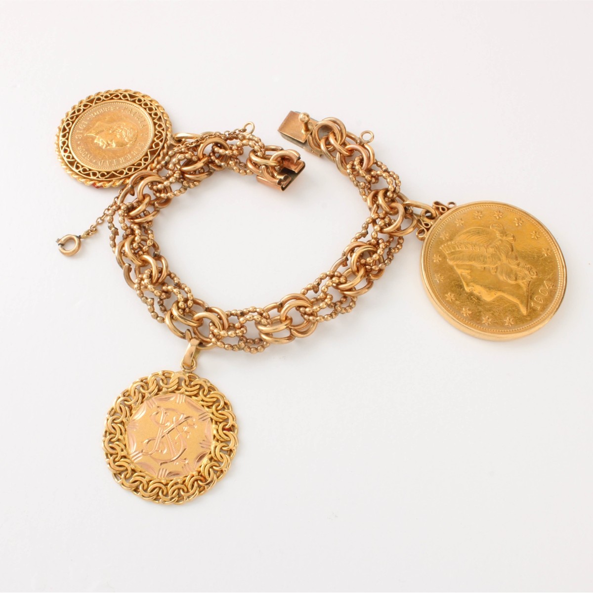 Gold Coin Charm Bracelet