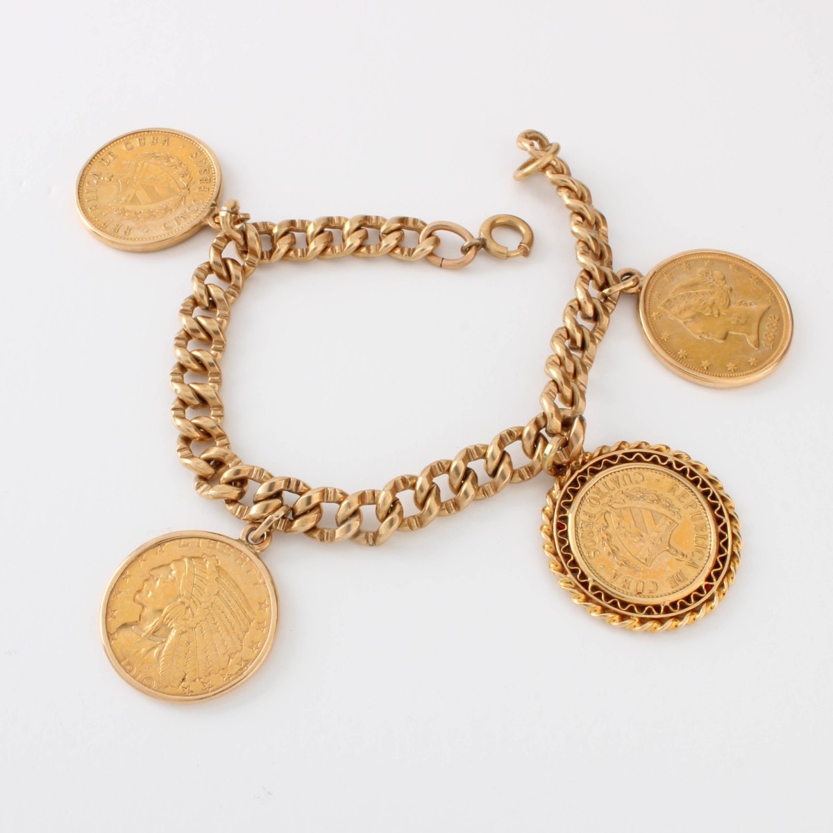 10K and Gold Coin Charm Bracelet