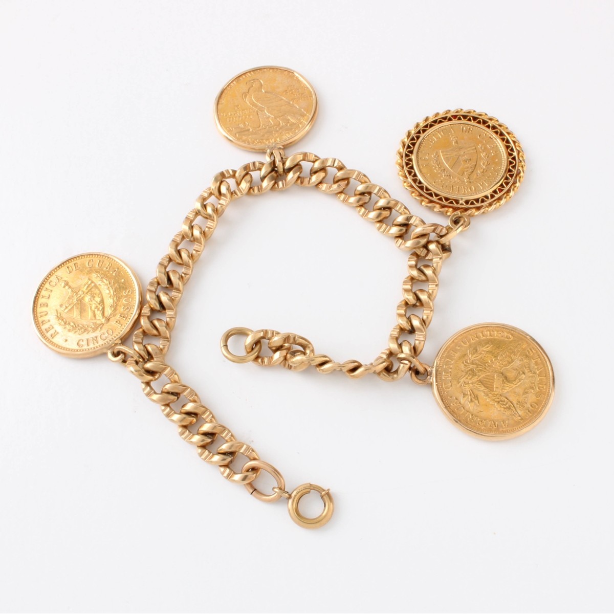 10K and Gold Coin Charm Bracelet