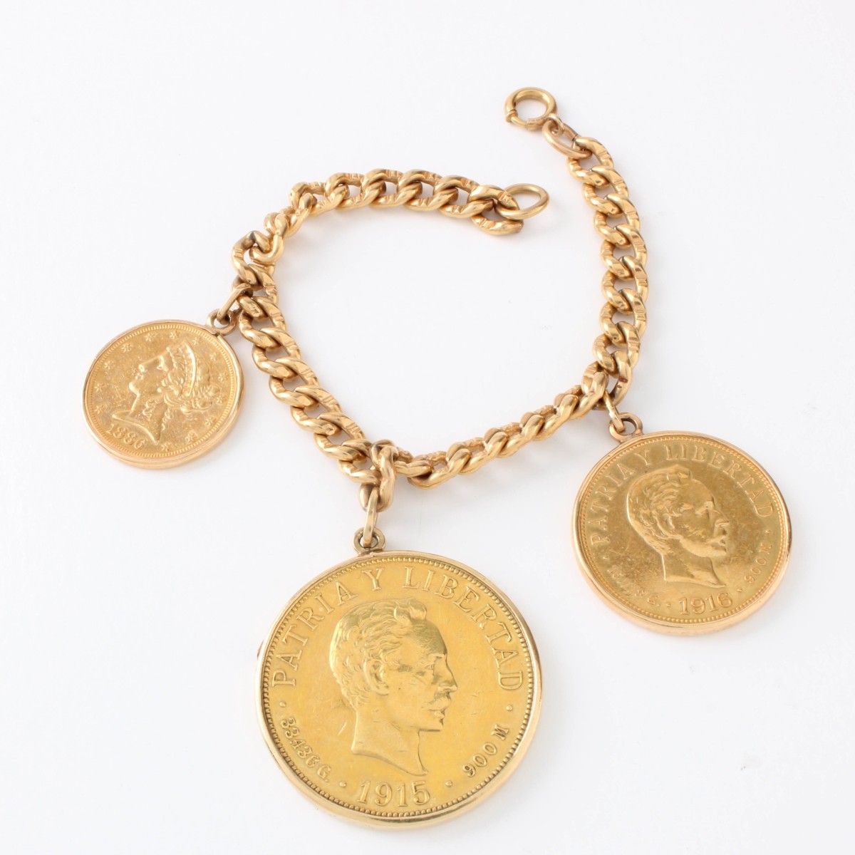 10K and Gold Coin Charm Bracelet