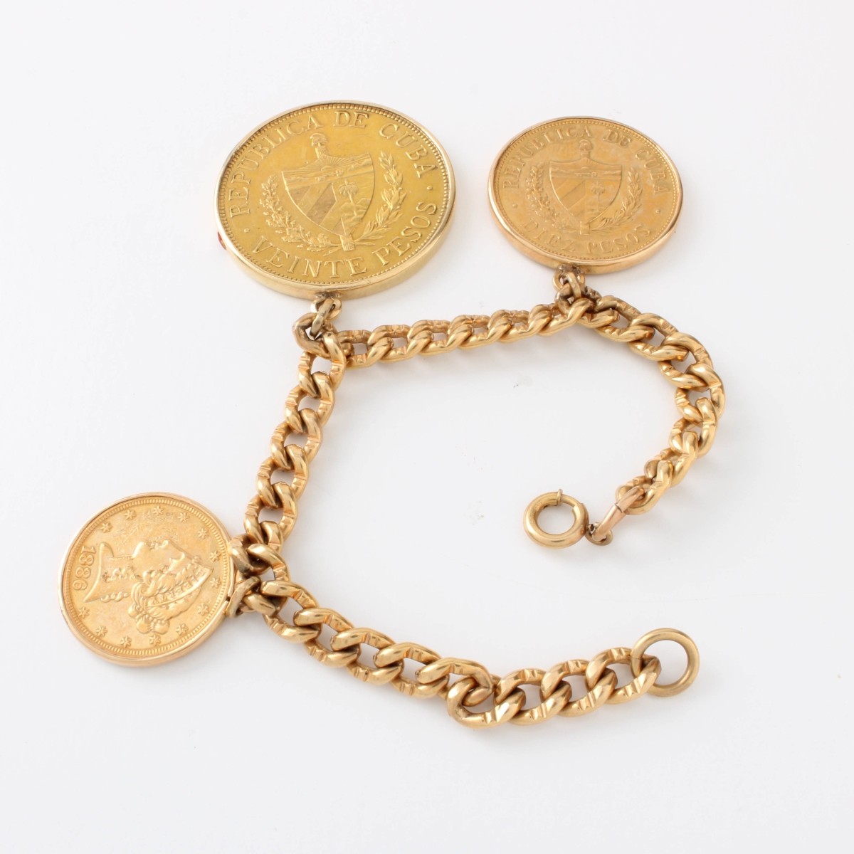 10K and Gold Coin Charm Bracelet