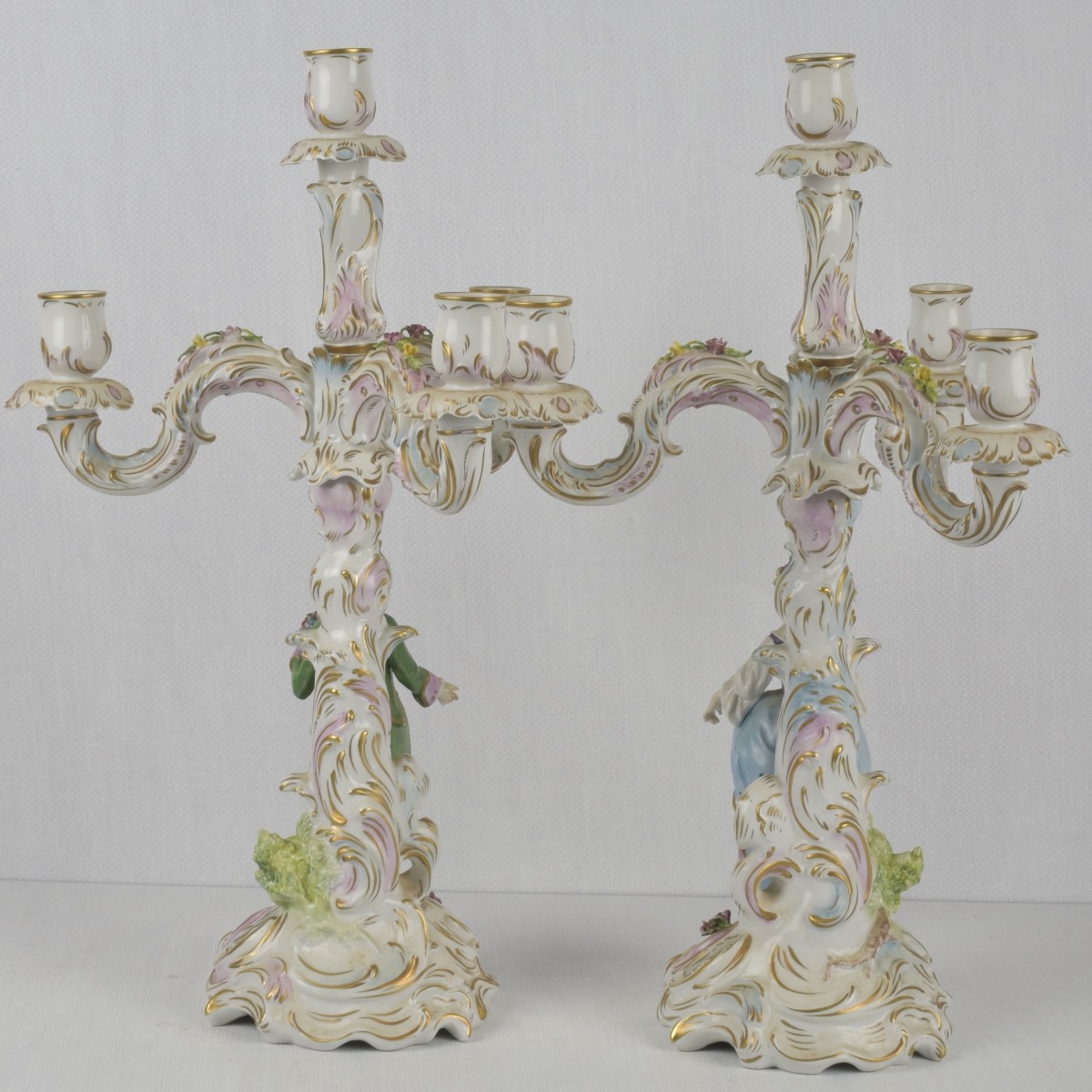 German Rudolstadt Volkstedt Candelabra