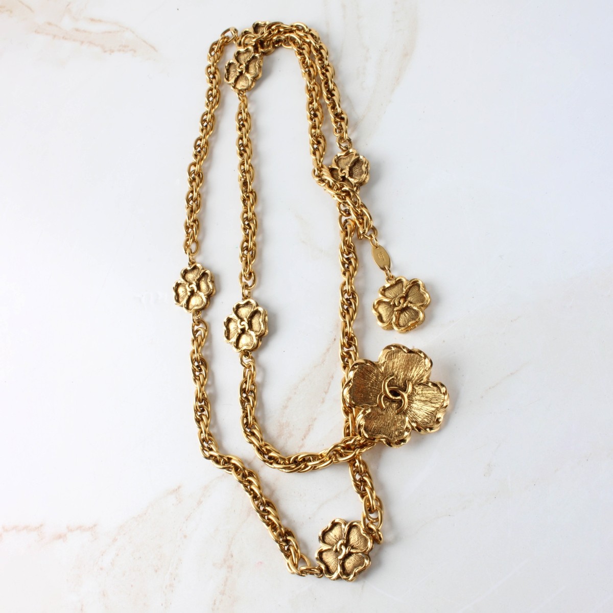 Vintage Chanel Clover Gold Toned Belt