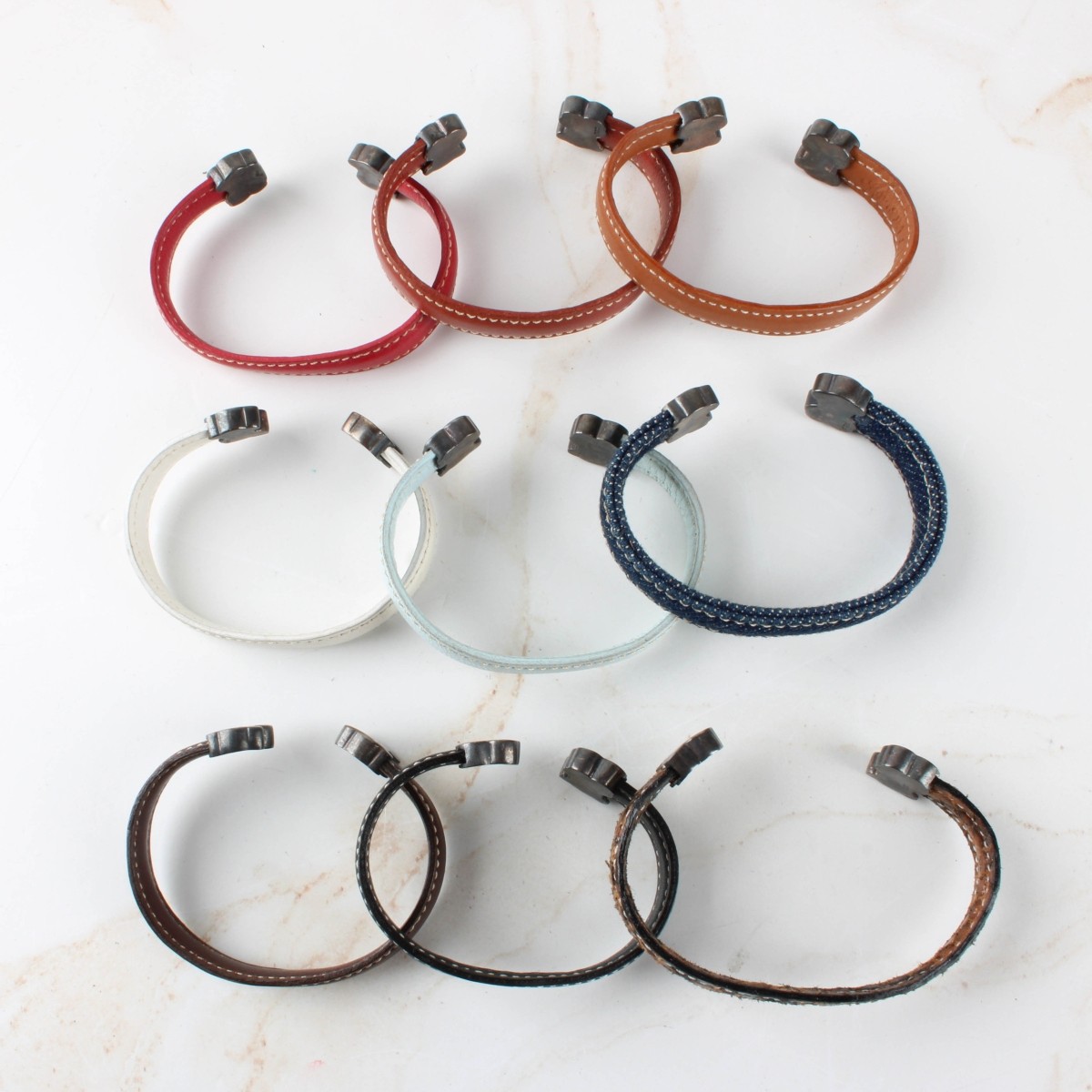 Leather and Silver Cuff Bracelets