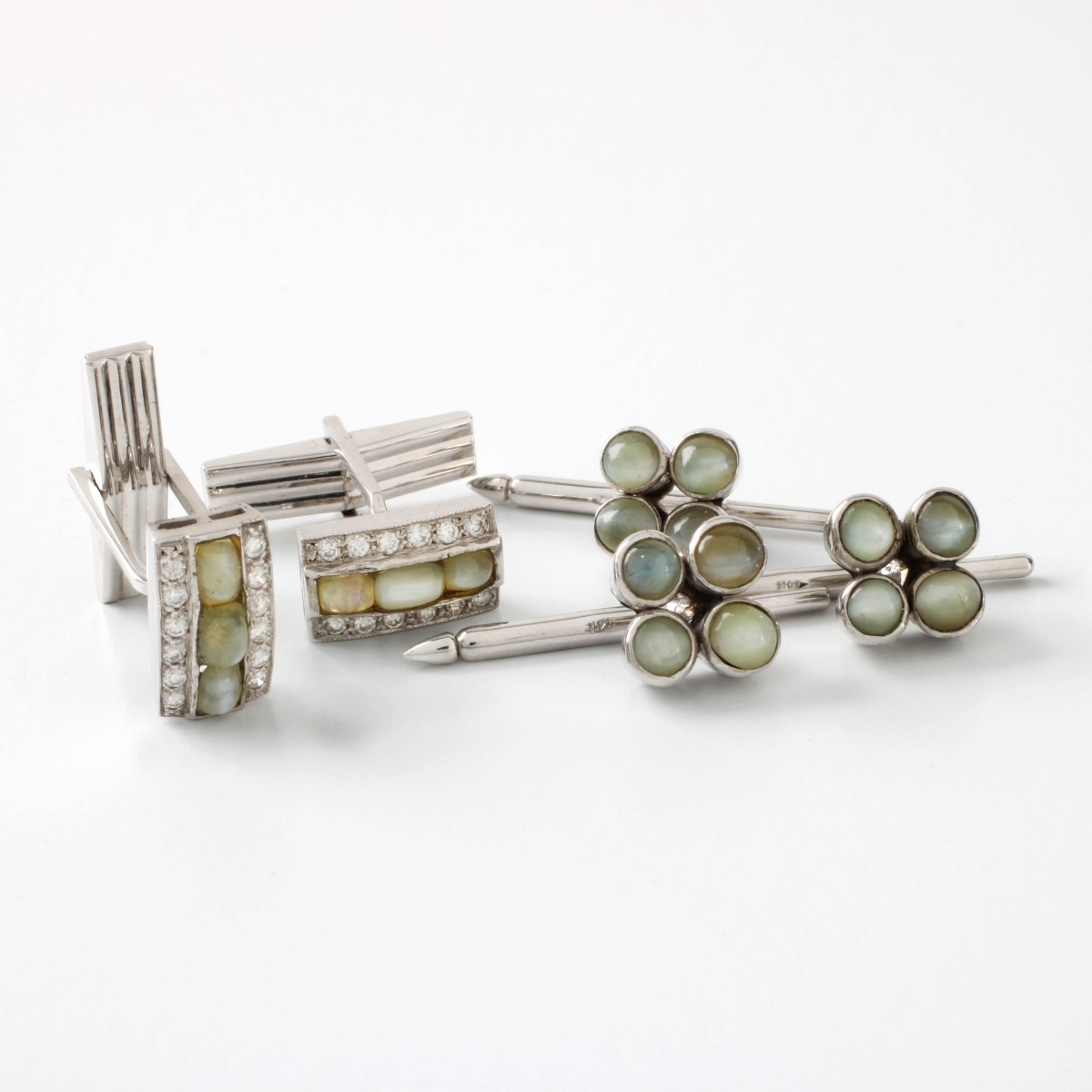 Chrysoberyl and 14K Dress Shirt Set