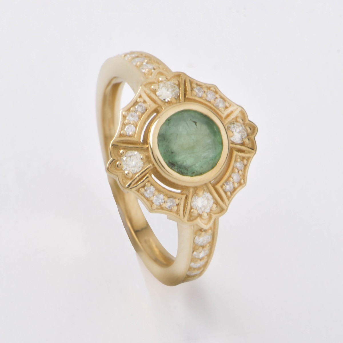 UGS Emerald, Diamond and 14K Ring