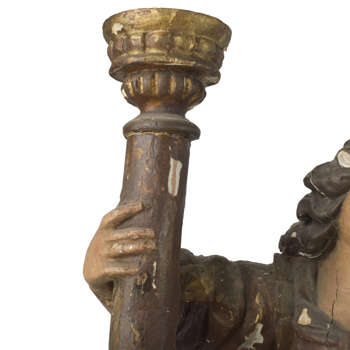 Italian Carved Wood Pricket Candlesticks