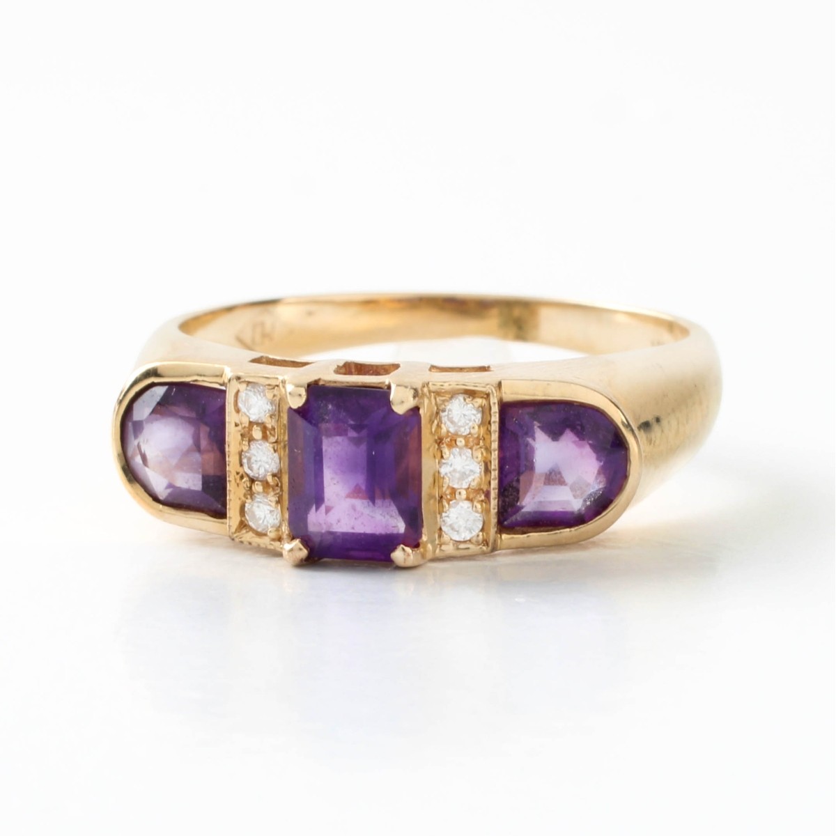Amethyst, Diamond and 14K Ring