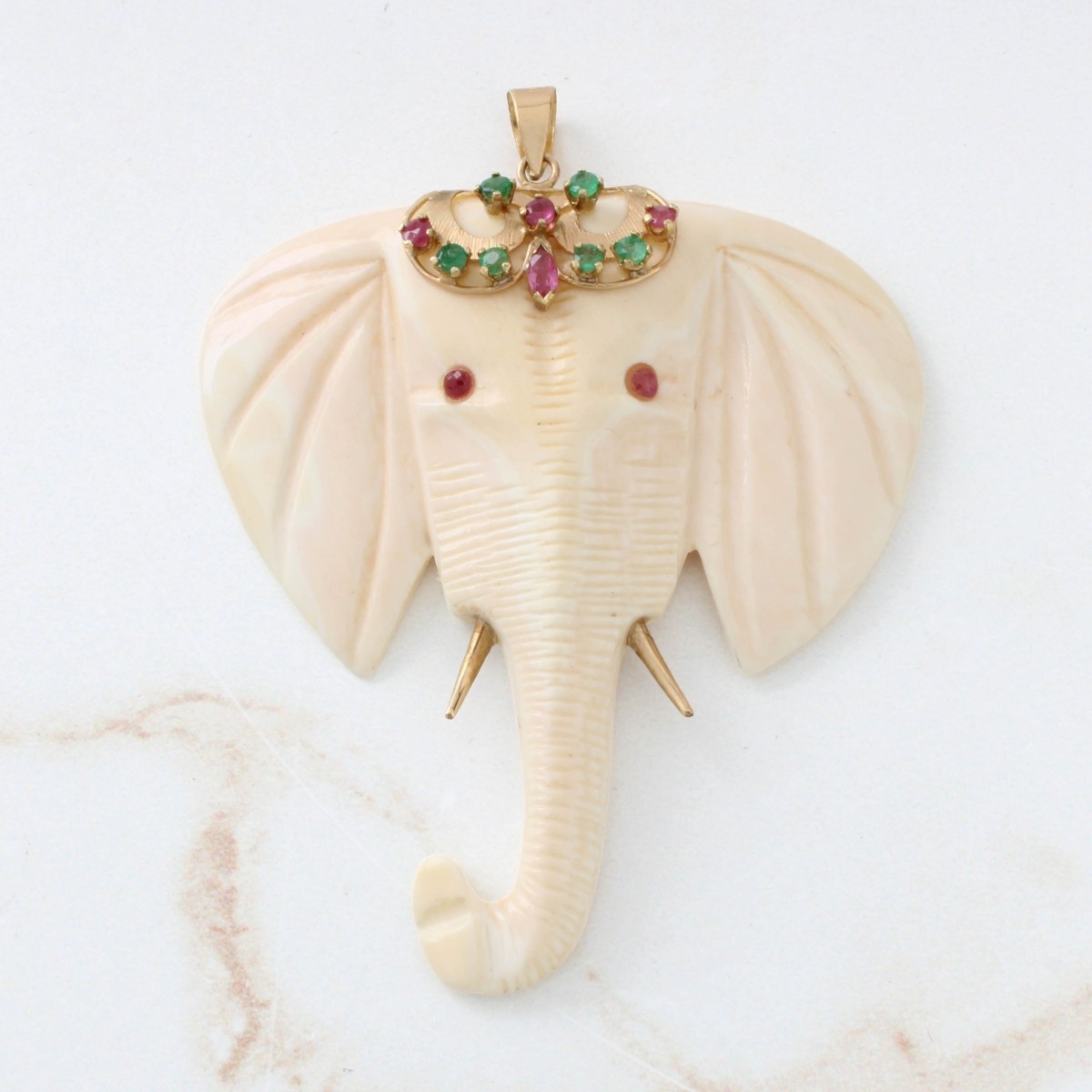 Gemstone and 14K Elephant Pendant