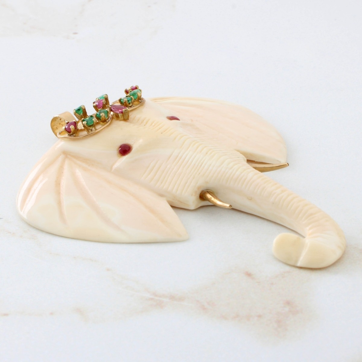 Gemstone and 14K Elephant Pendant