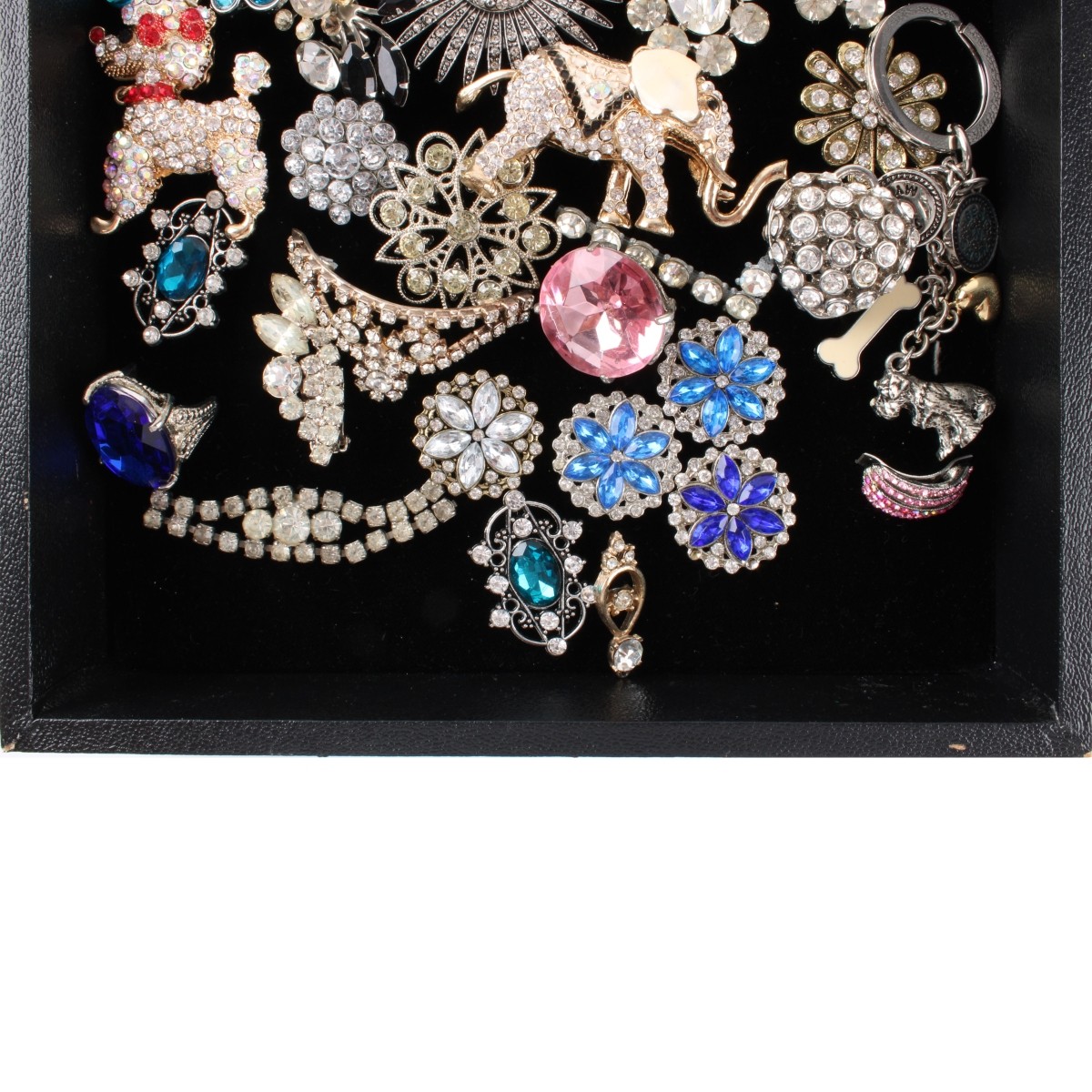 Tray Lot of Costume Jewelry & Parts